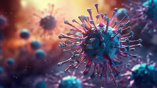 医疗科插画背景图片_3D 医学插图描绘了在传染病背景下针对和攻击细菌的噬菌体病毒