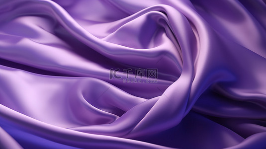 精致的紫色背景装饰着使用 3D 渲染技术创建的悬浮织物