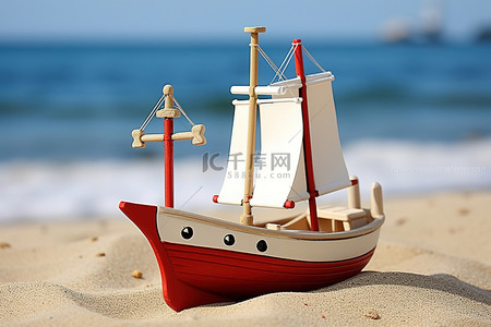 锚背景图片_小木船和海滩沙子上的锚