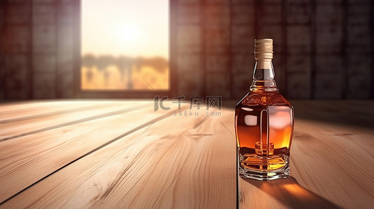 海报鸡尾酒背景图片_质朴的干邑白兰地标签样机海报木桌背景与乡村魅力 3D 渲染