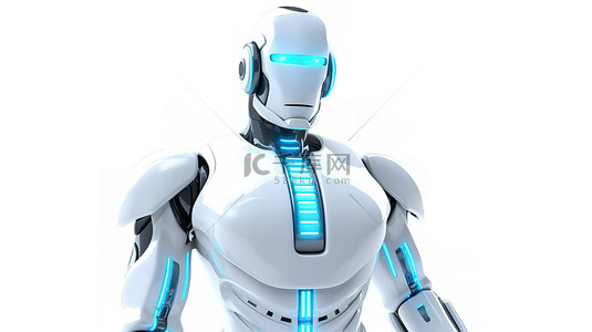 医生电脑背景图片_隔离在白色 3D 呈现的医生机器人，穿着白色西装，代表先进的医疗技术