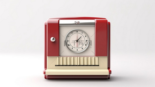 老式时钟背景图片_白色背景上经典翻转时钟的 3D 渲染