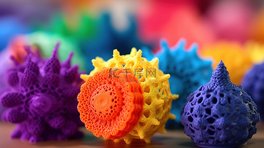 3D 打印模型生动地展示了色彩缤纷的物体