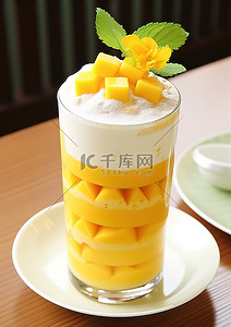 芒果背景图片_波霸芒果奶茶甜点