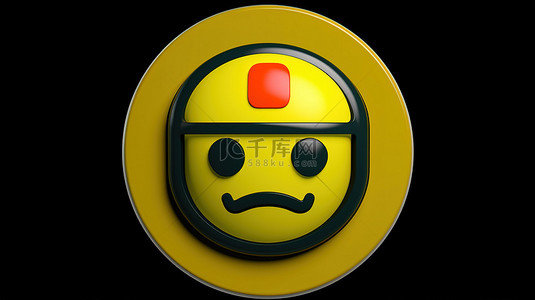 人物情感背景图片_3D 士兵表情符号，圆形按钮形状上带有情感图标，以平面颜色呈现