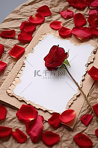 红玫瑰背景背景图片_纸上的红玫瑰花瓣