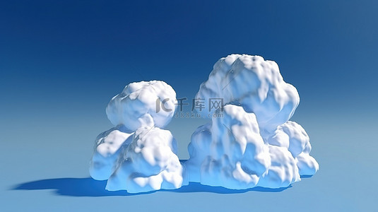 蓝色背景中令人惊叹的 3D 云，非常适合天气预报