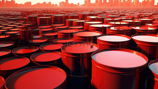石油工业中红色金属容器的 3d 渲染