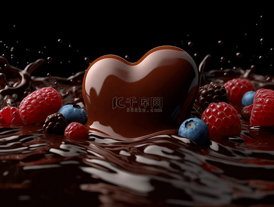 水果广告插画背景图片_水果爱心巧克力美食甜品广告背景