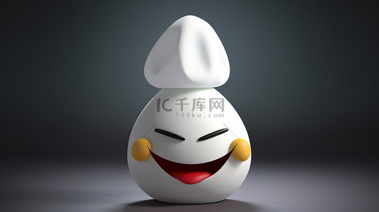 戴着厨师帽的快乐蛋 快乐蛋的 3D 渲染