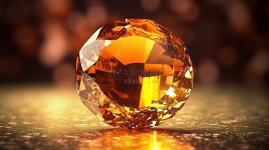 圆形黄水晶宝石的 3d 渲染