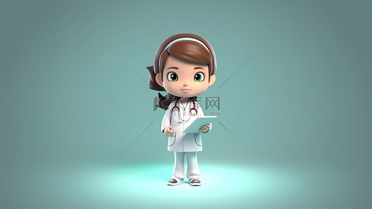 豁然开朗背景图片_开朗的女医生在平板电脑上记下医疗笔记 3D 渲染