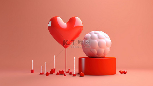 情人节快乐海报背景图片_象征情人节快乐的爱情的浪漫 3D 渲染