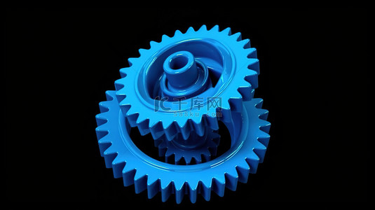 机械齿轮科技背景图片_3d 渲染和隔离中的奇异蓝色塑料齿轮