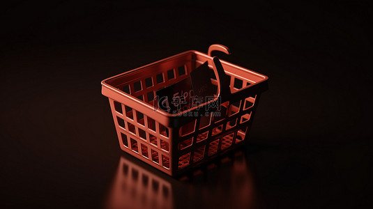 销售活动概念 3d 呈现购物篮，背景上有销售标签