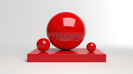红色几何形状背景图片_红色讲台上的几何形状球体，白色背景 3D 渲染产品展示底座套装