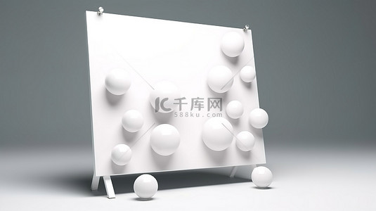 高清风景桌面壁纸背景图片_用白色原子重音的空广告板的 3D 渲染