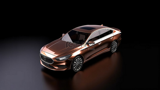 精致的棕色轿车的 3D 渲染与其技术细节融为一体