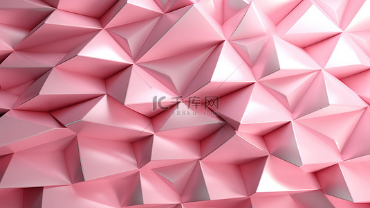 粉紫色纹理背景图片_具有浅粉色三角形抽象层的几何背景 3D 渲染