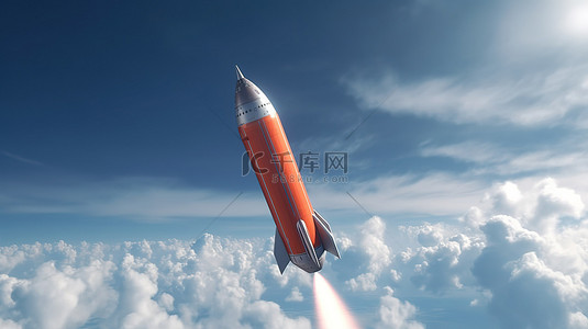 云装饰火箭或航天器的 3d 渲染
