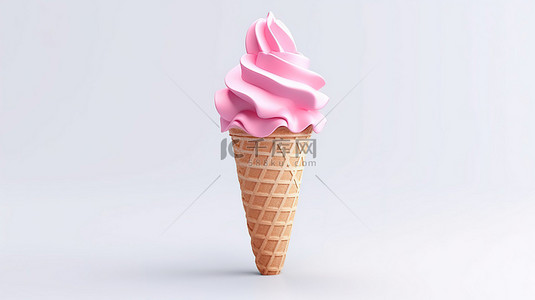 粉红色冰淇淋甜筒 3d 图标说明