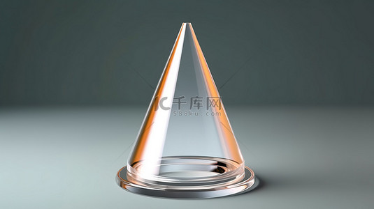 玻璃奖杯背景图片_具有独立背景 3D 渲染的优雅玻璃锥体奖的模型