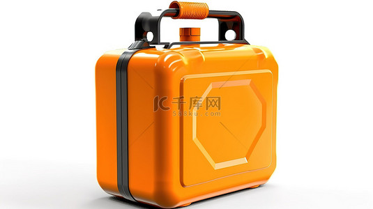 白色背景上孤立的橙色杰瑞罐的 3D 渲染