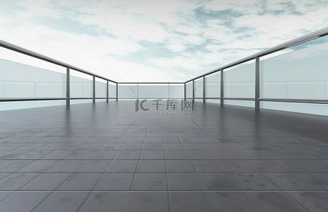 png国潮背景图片_带栏杆和混凝土墙的空玻璃地板