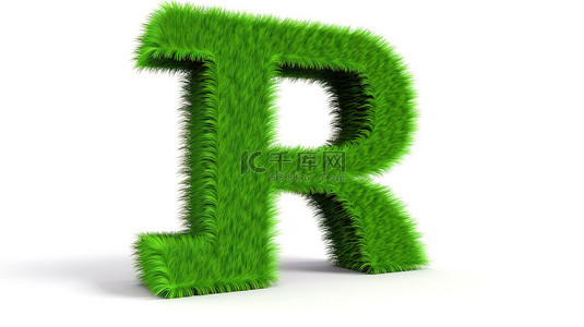 带 abc 字母的 3d 渲染中的孤立绿草字母表