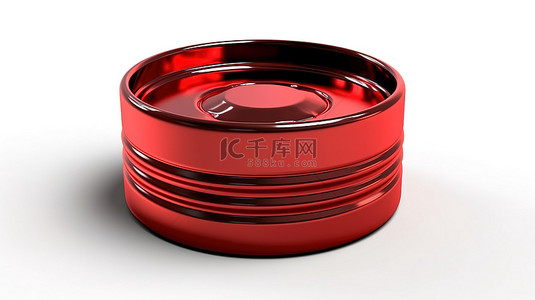 3D 渲染的金属红色容器在白色背景下盛放原油的插图理想作为资源图像