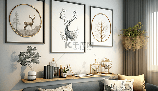 现代抽象装饰画背景图片_背景墙客厅北欧风背景