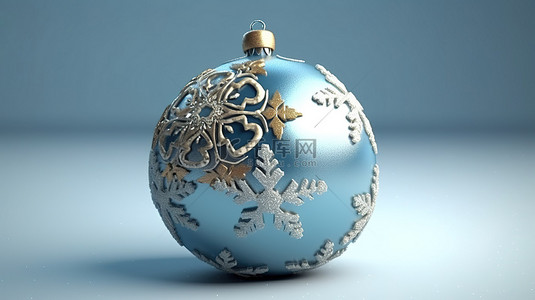 冬季的树背景图片_节日蓝色雪花球 3d 渲染的圣诞装饰品