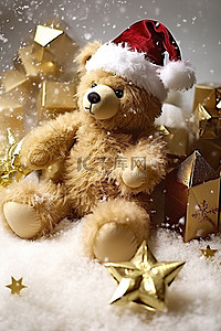 白色的圣诞树背景图片_一只白色的圣诞泰迪熊