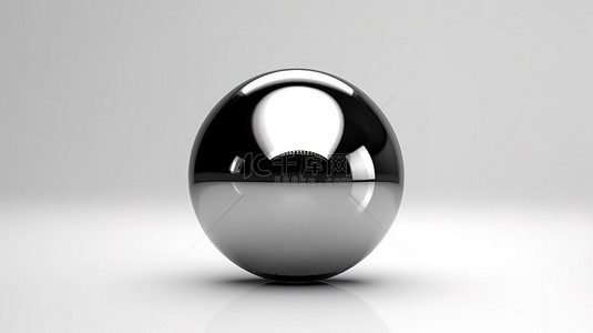 白色背景上孤立的钢制金属球的 3d 渲染