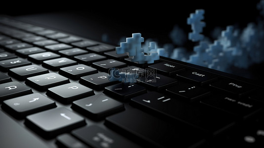 黑色键盘上的云键 3d 渲染描绘了业务和技术的融合