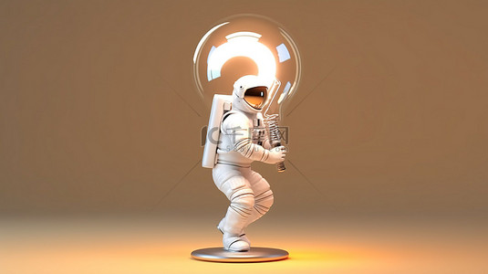 概念化宇航员平衡 3d 渲染插图