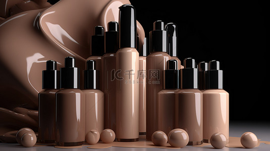美容化妆广告背景背景图片_用于基金会广告的数字美容 3D 渲染动捕