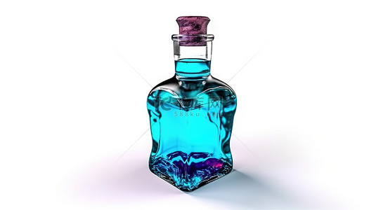 爱心瓶子背景图片_白色背景上药水瓶的 3d 渲染