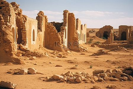 古城绍兴背景图片_沙漠中一座古城的废墟