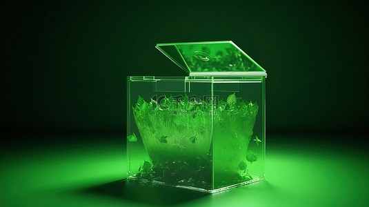 拥抱绿色概念的投票箱的绿色背景 3D 渲染