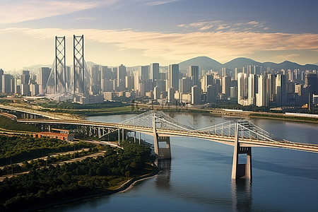 杨浦滨江背景图片_韩国城市景观照片