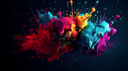 彩色水粉背景图片_立体液体颜料装饰插画