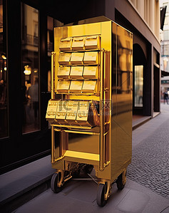 日内瓦背景图片_街道上扛着一堆金条