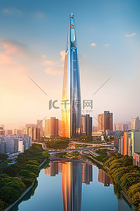 现代世界背景图片_我在韩国时看到的高耸的摩天大楼