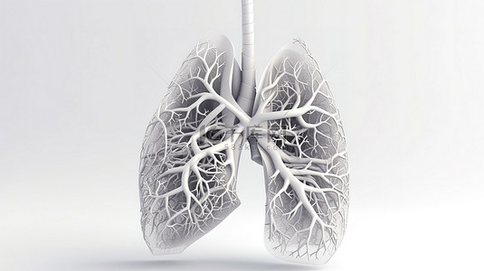 呼吸科背景图片_在白色背景上隔离的 3d 白色肺