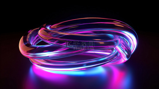 粉色横幅背景图片_发光的 3D 霓虹灯抽象引人注目的黑暗渲染
