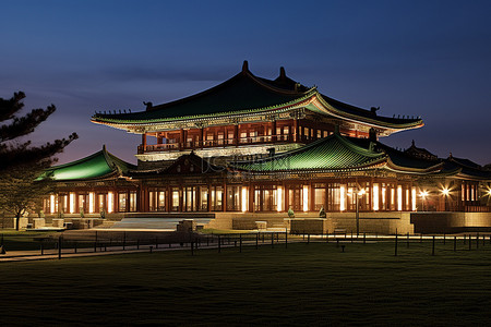中国灯火背景图片_夜晚灯火通明的中国宫殿