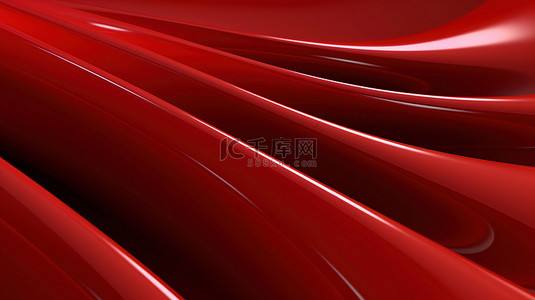 具有扭曲曲线和平行衬里的抽象 3d 红色塑料管