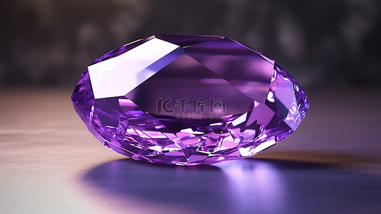 椭圆形紫水晶宝石的 3d 渲染