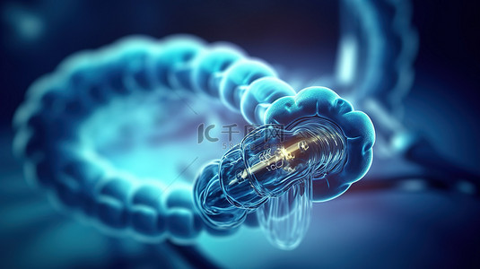 肠道传染病背景图片_先进的结肠镜技术 3D 渲染内窥镜探索肠道